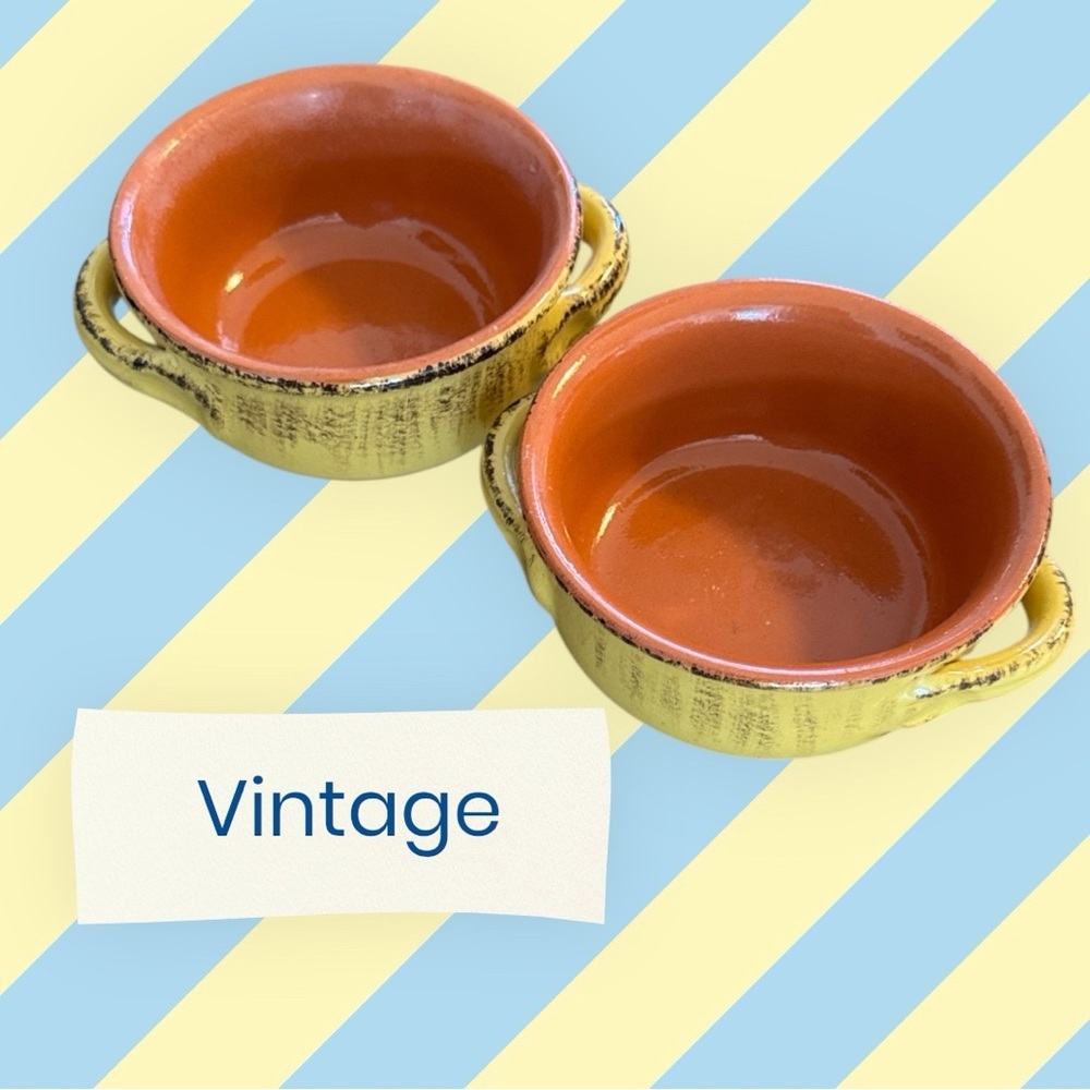 De Silva Terracotta Soup Bowls Set of 2 Yellow and Orange Rustic